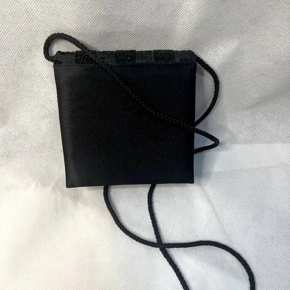 Jessica McClintock Black Sequin Small Evening‎ Bag Crossbody - Picture 2 of 5
